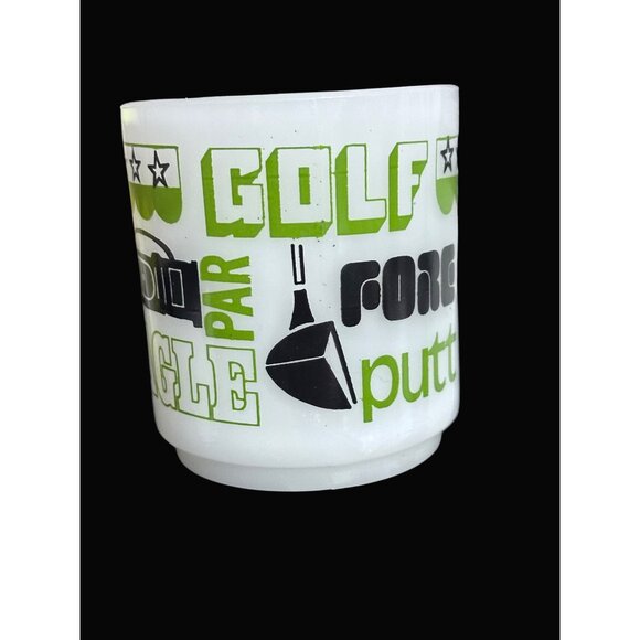 Golf-Themed White glass Mug  Green & Black Text  Birdie Bogey Eagle Par  Retro - Picture 2 of 4